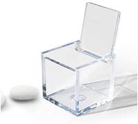 Omada Design cube box en Plastique transparent 5X5X5cm avec couvercle pour les faveurs de mariage, les fêtes de baptême et de remise des diplômes fabriqué en Italie par Adamo,transparent.