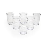 Omada Design Ensemble de 6 verres à boissons de 42,5 cl, en verre ou à long drink, en plastique de 12,5 cm de hauteur, incassables, de forme octogonale empilables et allant au lave-vaisselle, transp