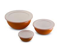 Omada Design, Kit de 3 bols à salade avec couvercle (0,5 l, 1,5 l, 3,5 l) Intérieur blanc et extérieur coloré, Microban antibactérien Ligne Sanaliving