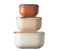 omada Design - Lot de 3 récipients alimentaires carrés hermétiques de 0,4-1 - 2 litres, boîte à lunch avec couvercle transparent - Ligne Pull Box
