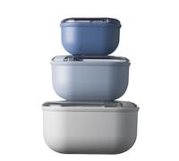 omada Design - Lot de 3 récipients alimentaires carrés hermétiques de 0,4-1 - 2 litres, boîte à lunch avec couvercle transparent - Ligne Pull Box
