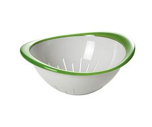 Omada Design Passoire et légumes scola, 26 cm de diamètre, design coloré, ergonomique et innovant, intérieur blanc et bord extérieur coloré, ligne Trendy,Vert