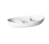 Omada Design Plats à hors-d'oeuvre ou Présentoir de 28 cm x de 17 cm en 3 compartiments avec intérieur Blanc et extérieur coloré, Ligne Trendy,Blanc