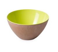 Omada Design - Saladier de 3,5 l - Boîte en plastique et bois - Bol durable et incassable - Fabriqué en Italie - Ligne Ecoliving - Vert acide