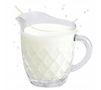 OMAGO® Pot à lait en verre avec poignée, petit pot, 200 ml, pot à crème transparent, pot à lait, saucière ronde, transparent