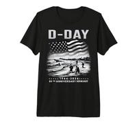Omaha Beach 1944-2024 Jour J 80e Anniversaire Normandie D-Day T-Shirt Haut de Gamme
