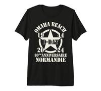 Omaha Beach 1944 D-Day 2024 80ème Anniversaire Normandie US T-Shirt Haut de Gamme