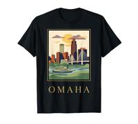 Omaha Nebraska Skyline Riverfront Vintage Voyage Design T-Shirt