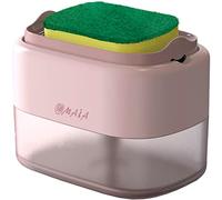 OMAIA Distributeur de Savon à Vaisselle avec Porte-éponge - Gadgets de Cuisine Rose 2022 - Distributeur de Liquide Vaisselle pour Cuisine - Organiseur de comptoir d'évier