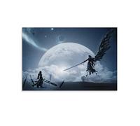 OmAju Final Fantasy VII Cloud VS Sephiroth - Impression sur toile classique - Décoration murale pour salon, cadeaux (60 x 90 cm)