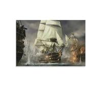 OmAju Impression sur toile « A War of Sails in 1715 HMS Victory Battle of Trafalgar » - Décoration murale d'intérieur pour salon, cadeaux - 60 x 90 cm