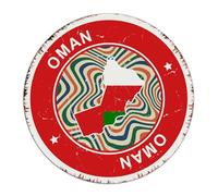 Oman Plaque ronde en métal 30,5 x 30,5 cm rustique pour salon, maison, garage, pays du monde, festival international, plaque en métal pour intérieur