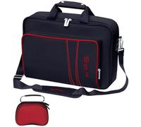 omarando Étui de Transport pour Console de Jeu,Compatible avec PS5 ou PS5 Slim,Sac de Transport de Voyage pour Manette de Jeu et Accessoires,boîte de Protection pour Manette Incluse (Red-Black)