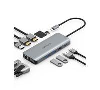 Omars Station d'accueil, Hub USB C avec Triple écran Double HDMI et VGA, Adaptateur USB C Docking Station Multiport 2 HDMI 4K, Gigabit Ethernet RJ45, PD 100W, 4 USB, SD/TF pour MacBook Pro/Air