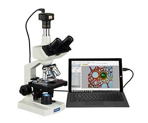 OMAX - Microscope numérique trinoculaire 40X-2500X avec appareil photo numérique USB 5 MP et scène mécanique double couche - M83EZ-C50U