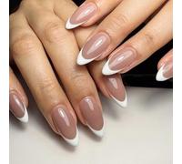 Omber Glossy Press On Nails Amond Faux Artificiels Acryliques Français Complets Couvertures Fausses Pour Les Conceptions Colles Acryliques Sur Clou Pour Femmes Claires