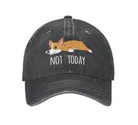 Ombrage extérieur Unisexe Casquette Vintage Drôle Pas aujourd’Hui Corgi Chien Casquette Baseball Hommes Femmes en détresse Lavé Couvre Chef Voyage en Plein air Casquettes réglables Chapeau Cadeaux
