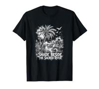 Ombre à côté de la rivière sacrée scène Palmier T-Shirt
