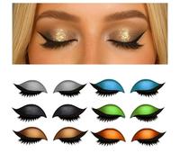 Ombre à paupières à coller, 3 en 1 - Paillettes - Fard à paupières - Faux eyeliner - Pas besoin de colle - Patch pour fard à paupières paresseux - Autocollant réutilisable (six paires)