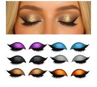 Ombre à paupières à coller, 3 en 1 - Paillettes - Fard à paupières - Faux eyeliner - Pas besoin de colle - Patch pour fard à paupières paresseux - Autocollant réutilisable (six paires)