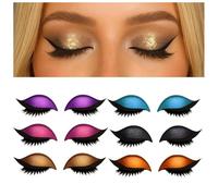 Ombre à paupières à coller, 3 en 1 - Paillettes - Faux eyeliner - Pas besoin de colle - Patch pour fard à paupières paresseux - Autocollant réutilisable (six paires)