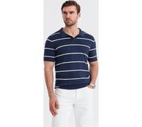 Ombre Clothing T-shirt homme avec col Ulima marine blanc L