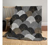 Ombre d'arbre en Forme D'Éventail sur Une Roche Fissurée Couverture Polaire 220x240cm, Abstrait Moderne Flanelle Couverture Polaire, Couvertures en Flanelle pour Aux Canapés Et Aux Lits Chaud Durable