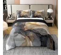 Ombre Marbre Coton Biologique Housse de Couette 220x240,Orange Noir Abstrait Parure de Lit,Pierre Chaude Moderne Literie,Géométrique Aquarelle Décor de Chambre Couvre Lit pour Enfants Filles