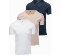 Ombre T-shirt 3 pièces pour homme en coton avec col en V multicolore S