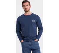 Ombre T-shirt long en coton avec encolure à rayures en U bleu foncé L
