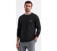 Ombre T-shirt long en coton avec encolure à rayures en U noir L