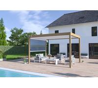 Ombréa Pergola bioclimatique Ombréa 3 x 4 m autoportée - effet bois + 1 store - 15-729629