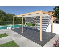 Ombréa Pergola bioclimatique Ombréa alu 3 x 6 m autoportée - effet bois + 2 stores - 15-729919