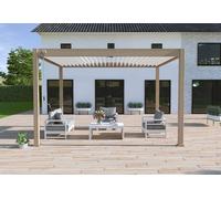 Ombréa Pergola bioclimatique Ombréa en aluminium 3 x 4 m autoportée - imitation bois - 15-728257