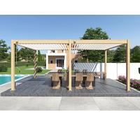 Ombréa Pergola bioclimatique Ombréa en aluminium 3 x 6 m autoportée - imitation bois - 15-712324