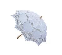 Ombrelle de mariage victorienne avec broderie en dentelle Blanc 80 cm