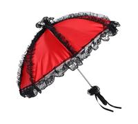 Ombrelle de Mariée en Dentelle Rouge Noire, Légère et Portable | Cloth et Fer, Style Élégant et Délicat, pour Robe Nuptiale, Décoration de Fête, Photographie