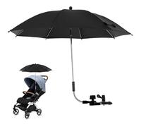 Ombrelle Poussette Universelle, Anti UV 50+ Parasol Poussette Bébé avec Pince Flexible & Bras Réglable, Parapluie de Protection Solaire pour Landau,Fauteuil Roulant,Poussette (noir, 75cm)