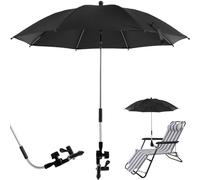 Ombrelle Poussette Universelle Anti UV 50+ Parasol Poussette Bébé avec Pince Réglable et Bras Réglable, Parapluie de Protection Solaire Diamètre 75/82CM pour Landau Extérieur Plage Jardin (Noir, 82CM)