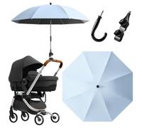 Ombrelle Poussette Universelle, Parasol de Poussette Orientable, Tissu Résistant à l'Eau, Grand Diamètre 85 cm, Ombrelle pour Poussettes, Landaus et Fauteuils Roulants (Bleu ciel)
