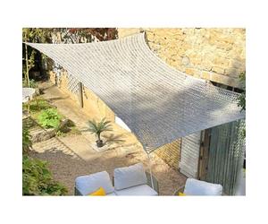 Ombrière Macramé En Polycoton Rectangulaire, Fait Main, 3 X 2 M - Jardiline Multicolore