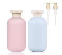 OMBRISA Flacons de Voyage 2 Pcs 200ml avec Bouchon Flip et Pompe, Flacons Souples, Flacon Voyage Plastique, étanches pour Shampooing, Gel Douche et Produits Cosmétiques