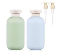 OMBRISA Flacons de Voyage 2 Pcs 200ml avec Bouchon Flip et Pompe, Flacons Souples, Flacon Voyage Plastique, étanches pour Shampooing, Gel Douche et Produits Cosmétiques