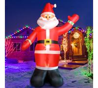 Omdekor 300CM Décorations Noël Gonflables Géantes pour Extérieur, Enorme Père Noël Gonflable, Lumières LED Intégrées, 10FT Décoration Extérieure Etanche pour Fête, Jardin, Hall, Bureau