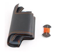 OMDHATU Housse De Volant De Voiture Bricolage Personnalisée pour R&enault pour Megane 3 pour Scénic pour Fluence ZE Tresse en Cuir pour Volant Couverture de Volant (Color : Orange Thread)