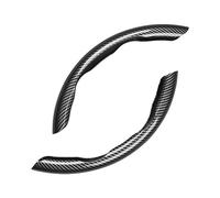 OMDHATU Housse Volant Voiture en Fiber De Carbone 38cm Couverture Carte Ultra-Fine Et Antidérapante Couverture De Poignée Générale Quatre Saisons 2 Pièces (Color : Noir)