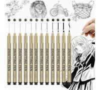 Omeblos Lot de 12 stylos à pointe fine noirs pour dessin technique, stylos Micron pour aquarelle, croquis, écriture, Zentangle, trucs pour adultes, illustration, bande dessinée, manga, anime cadeaux