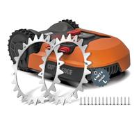 OMECO 2 pièces Pointes de Tondeuse robotisée pour Worx Landroid L & Vision, Pointes de Tondeuse robotisée 225 mm, Trous de vis fraisés, ébavurés, 14x vis autotaraudeuses