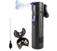 OMECO Filtre uvc Aquarium Pompe 4 en 1 700L/h avec clarificateur 9W uvc Aquarium Filtre Pompe à Eau pour réservoirs d'eau Douce et d'eau de mer, Volume d'aquarium 150-300L avec matériau filtrant
