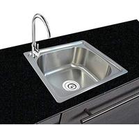 Omeere 46x41cm Petit évier inox 304 18/8 0,8mm, évier en acier inoxydable 1 Bac,Évier de cuisine,Brossé Rectangle,d'évier de camping